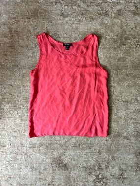Silk House Coral Pink Scoop Neck Silk Tank Large
